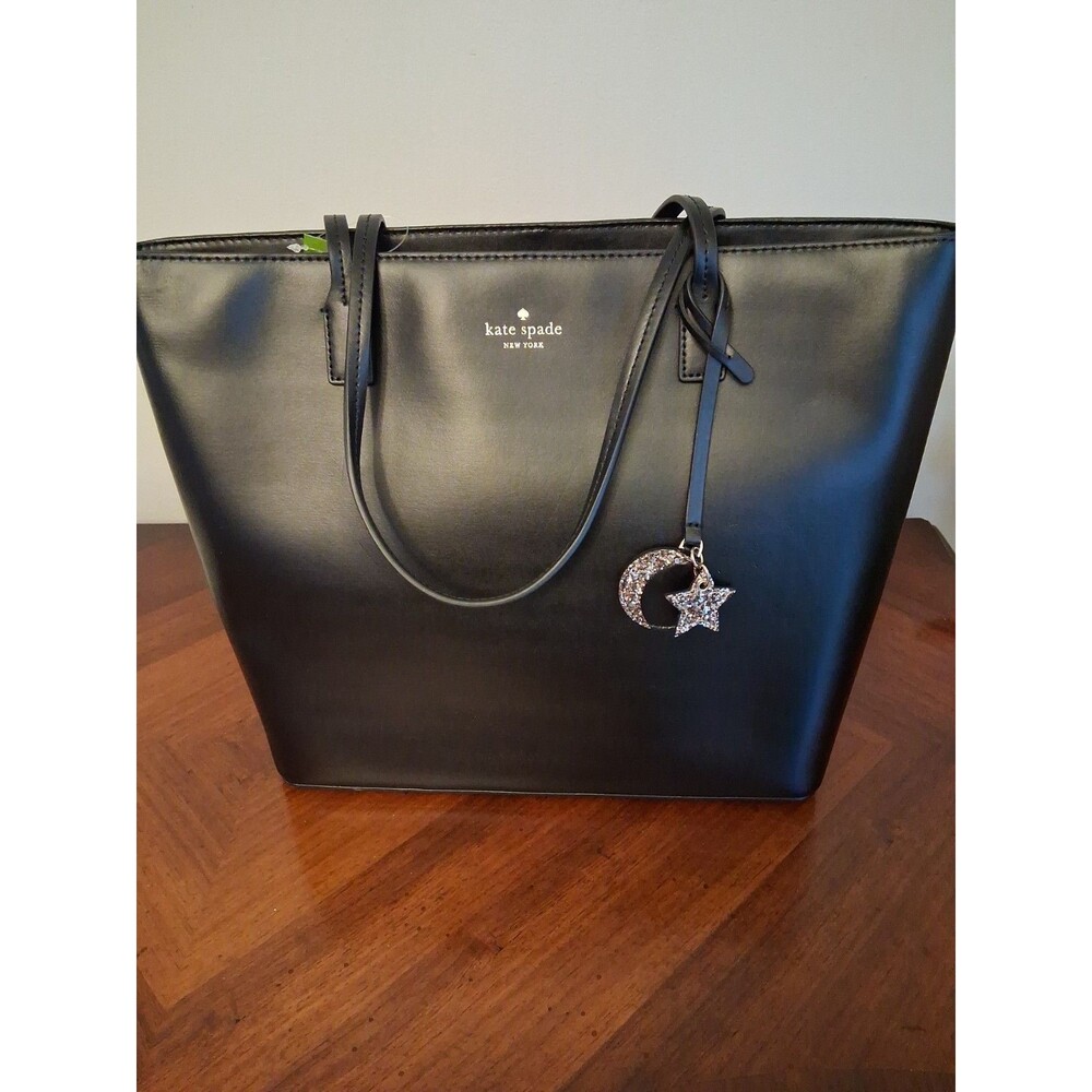 Kate Spade Kearny Street Grecia Leather Tote Black With Moon And Star Charm NWT